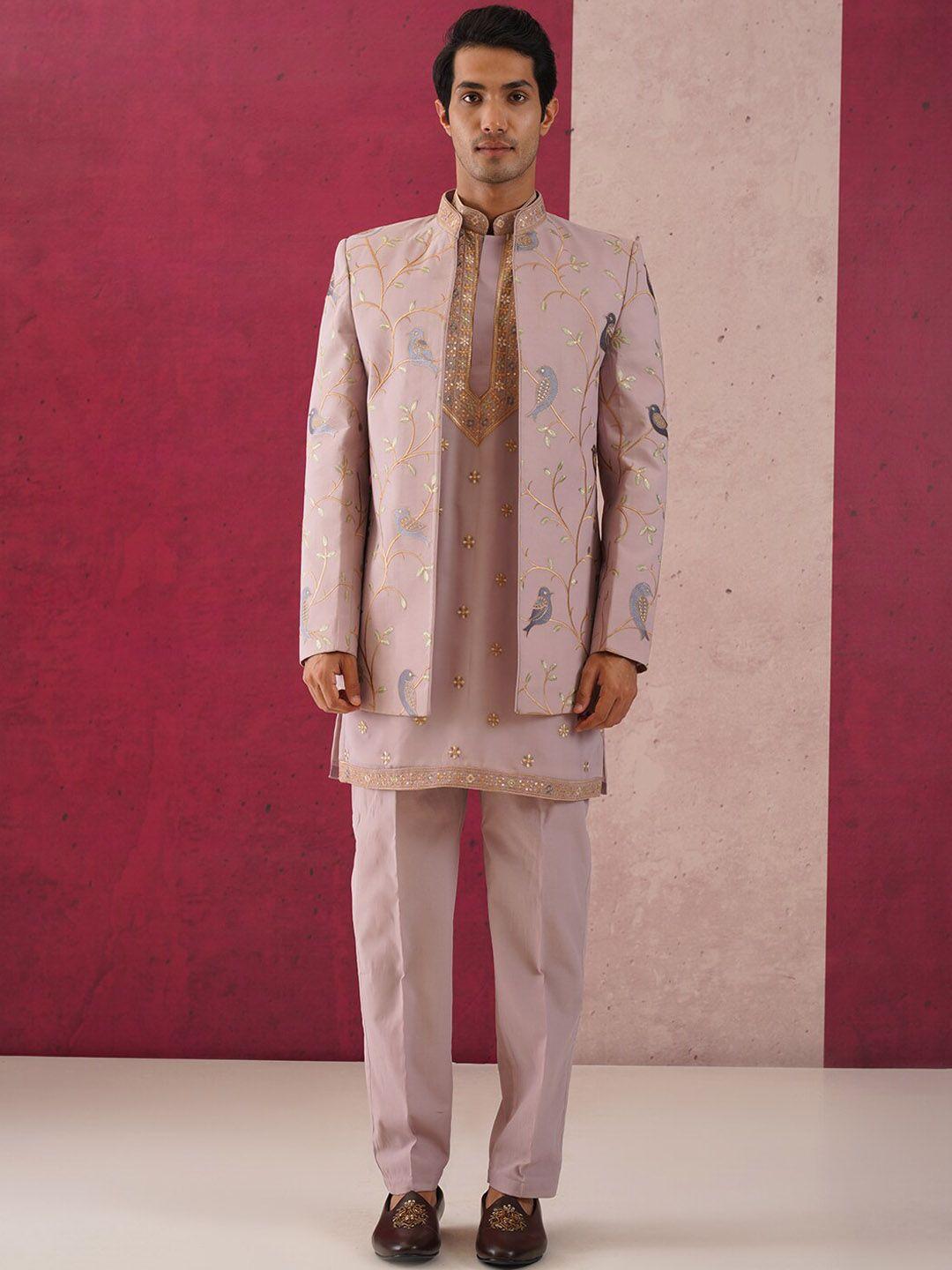 kalpraag embroidered sherwani with trousers and jacket