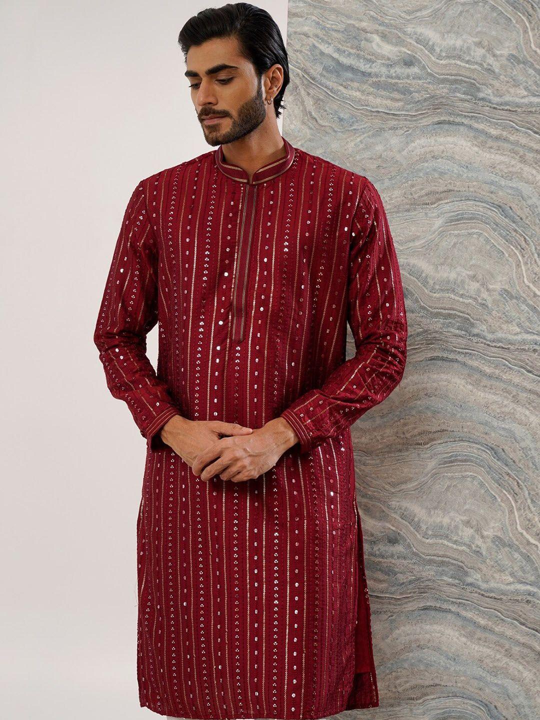 kalpraag embroidered regular mirror work kurta with trousers