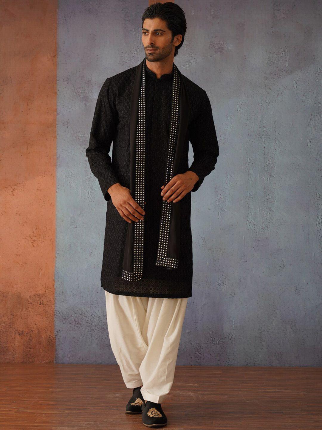 kalpraag embroidered regular thread work kurta with patiala & with dupatta