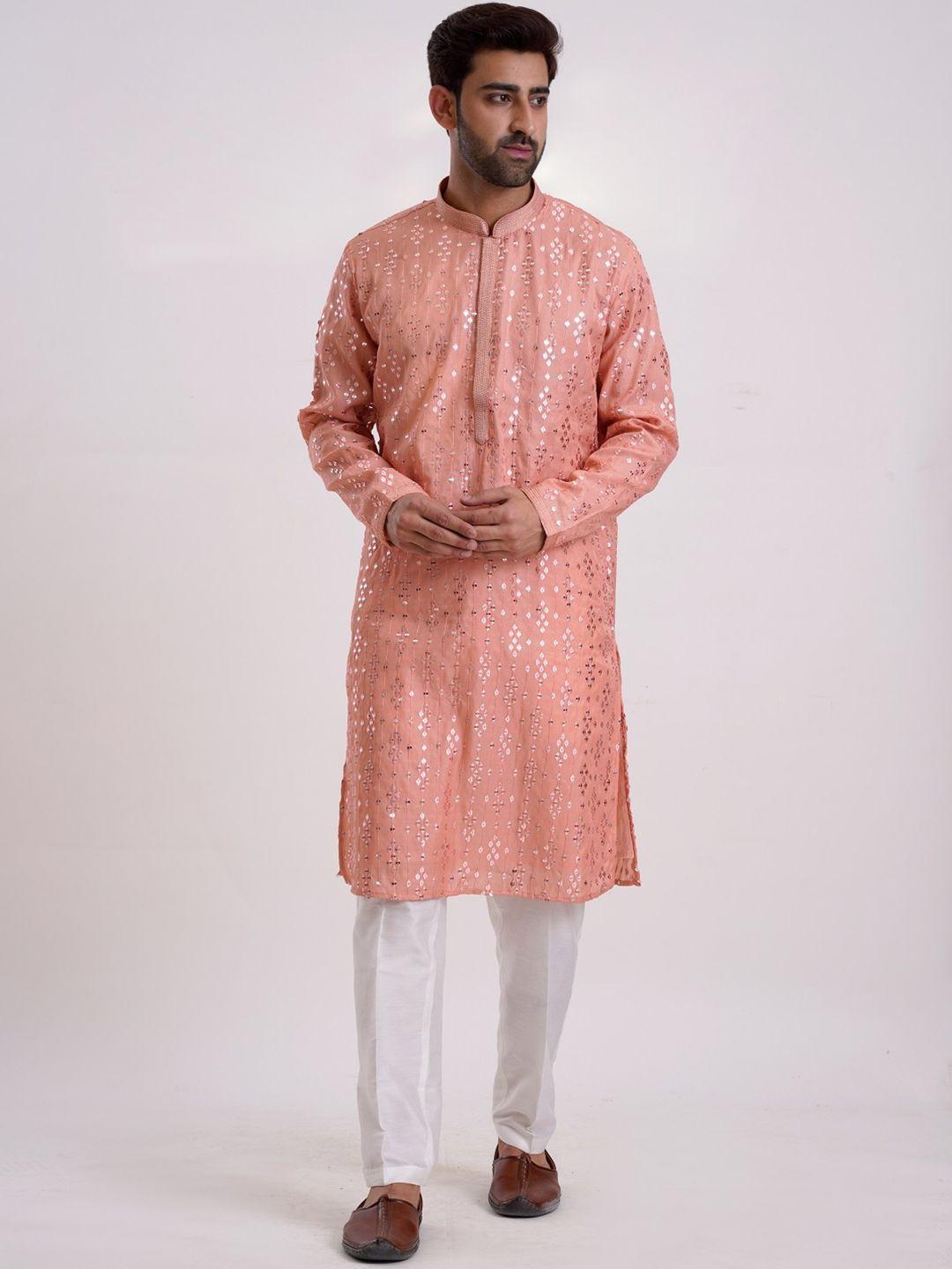 kalpraag ethnic motifs embroidered mirror work kurta with trousers