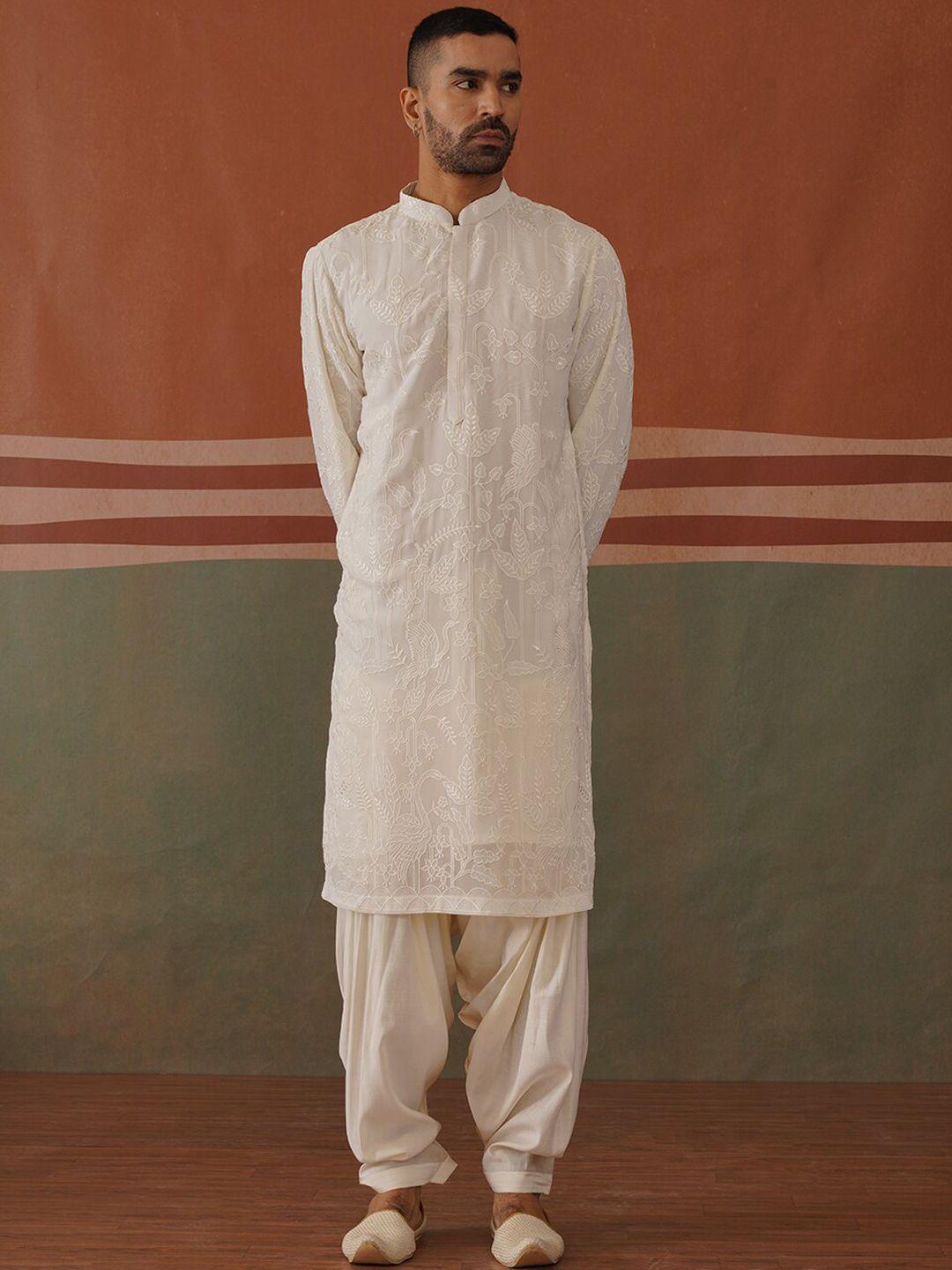 kalpraag ethnic motifs embroidered regular straight kurta with dhoti pants