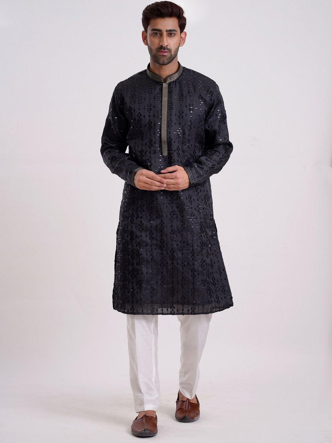 kalpraag ethnic motifs embroidered sequined kurta with trousers