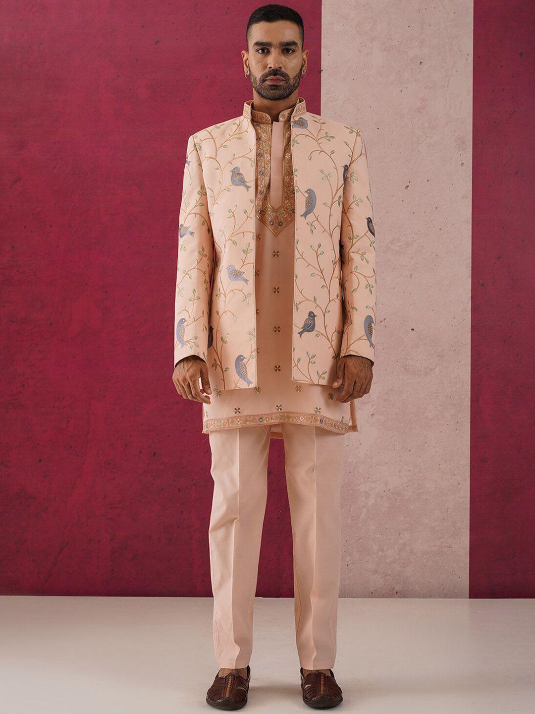 kalpraag ethnic motifs embroidered sherwani set