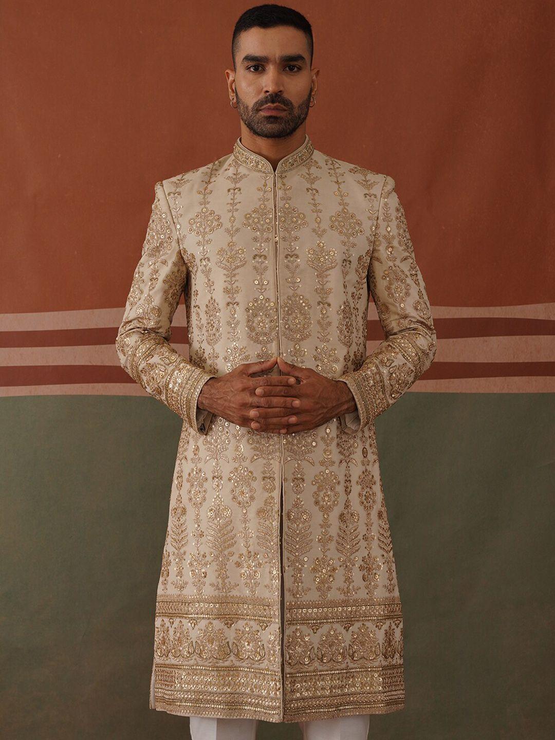 kalpraag ethnic motifs embroidered sherwani set