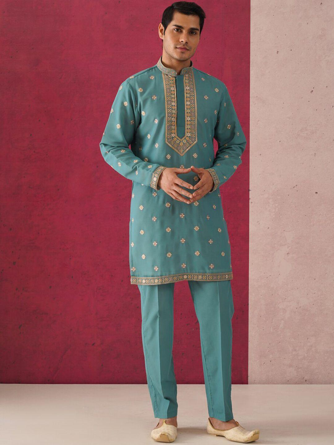 kalpraag floral embroidered regular kurta with trousers