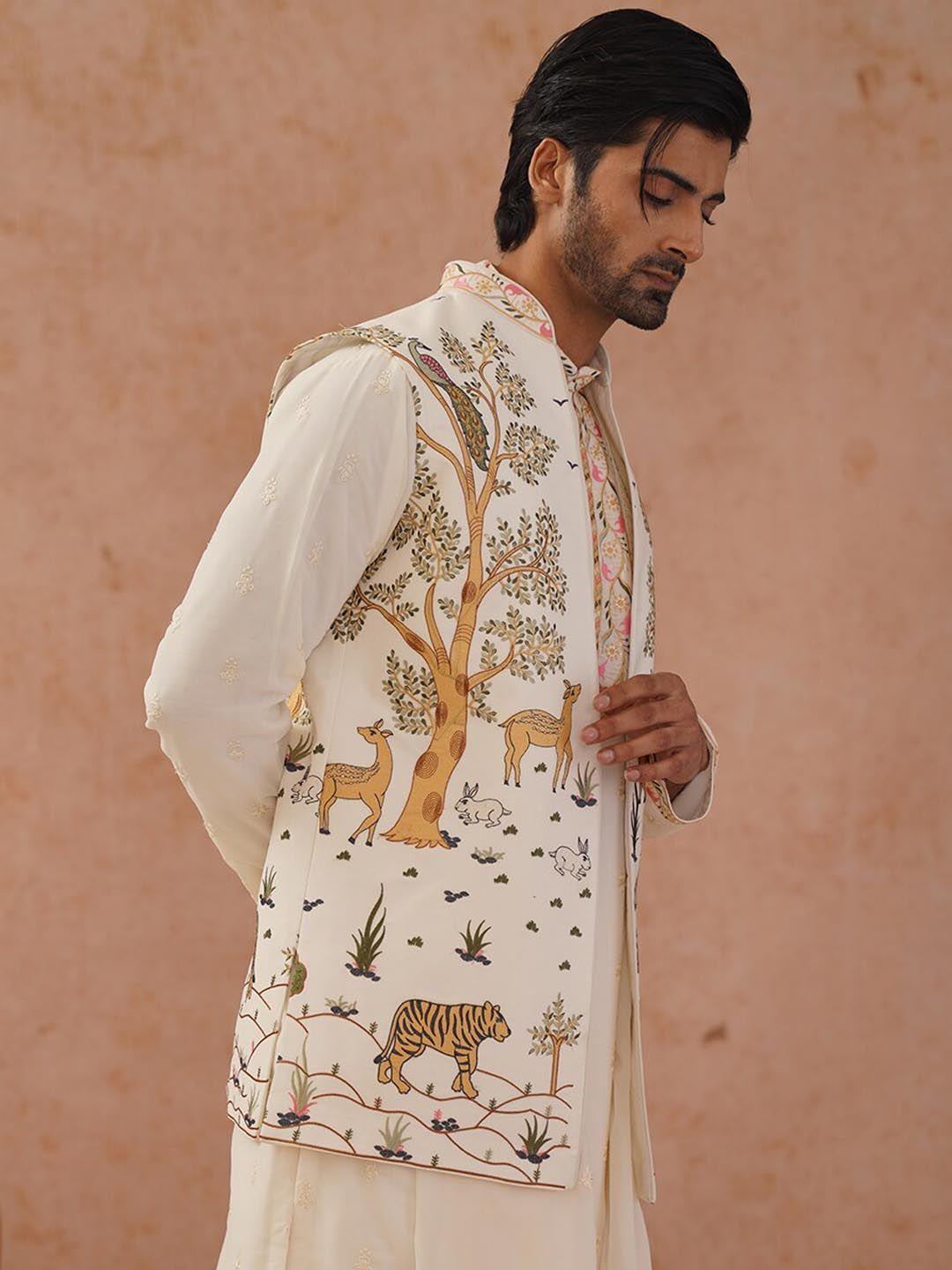 kalpraag floral yoke design regular kurta with trousers & dupatta