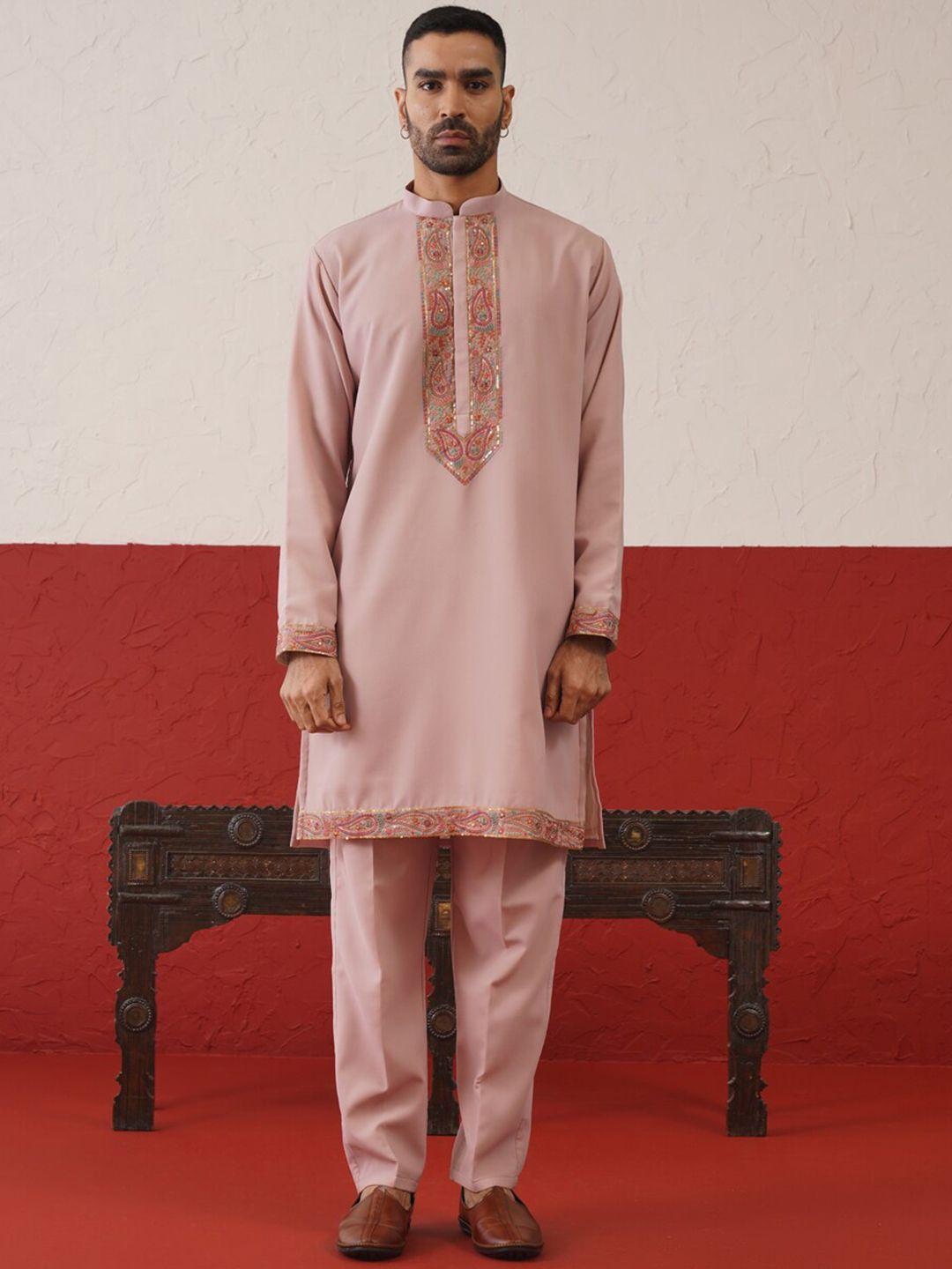 kalpraag paisley embroidered regular sequinned kurta with trousers