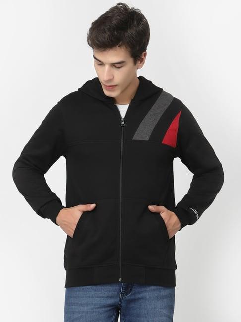 kalt black regular fit hooded sweatshirt