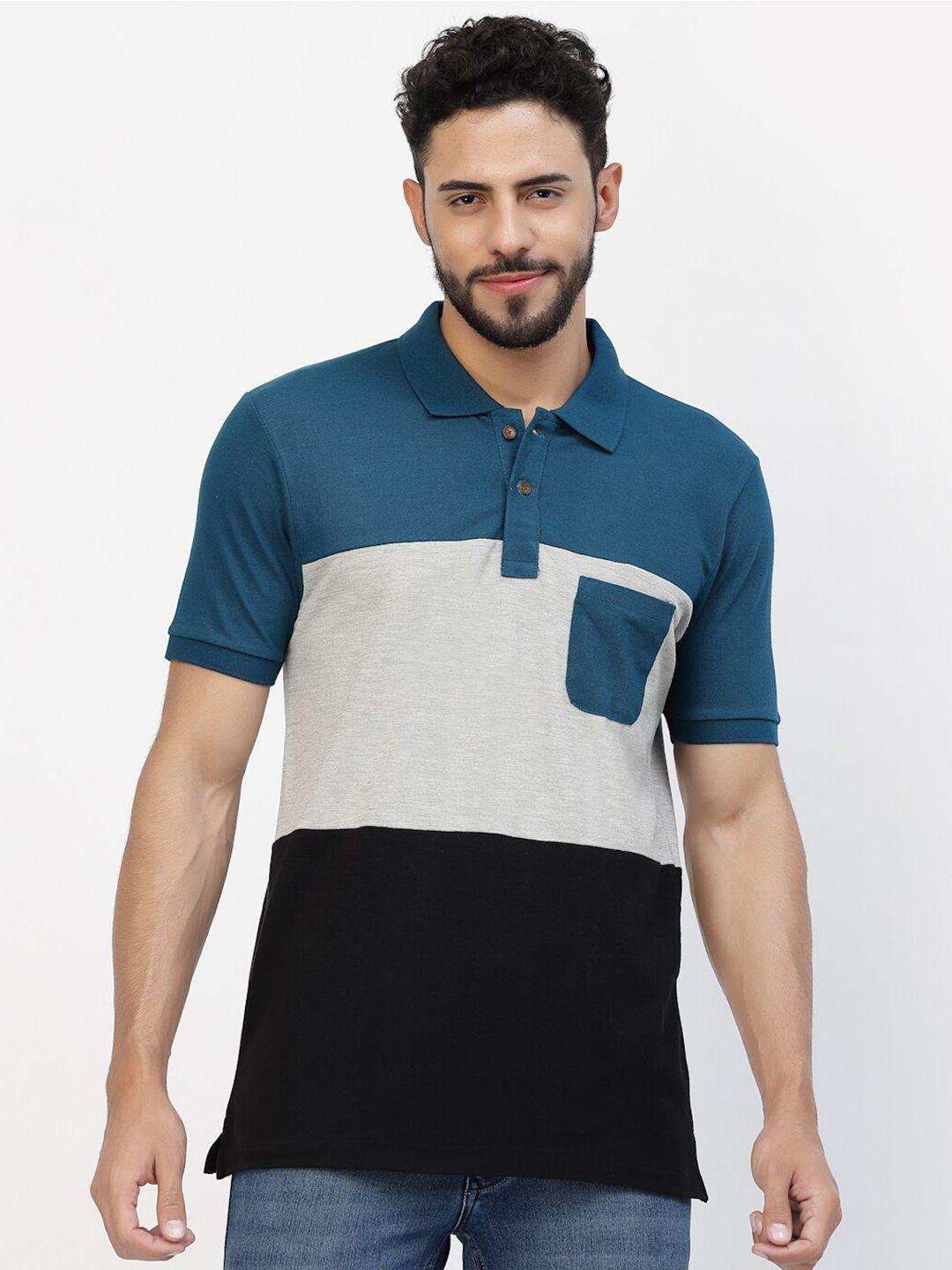 kalt colourblocked polo collar pockets t-shirt