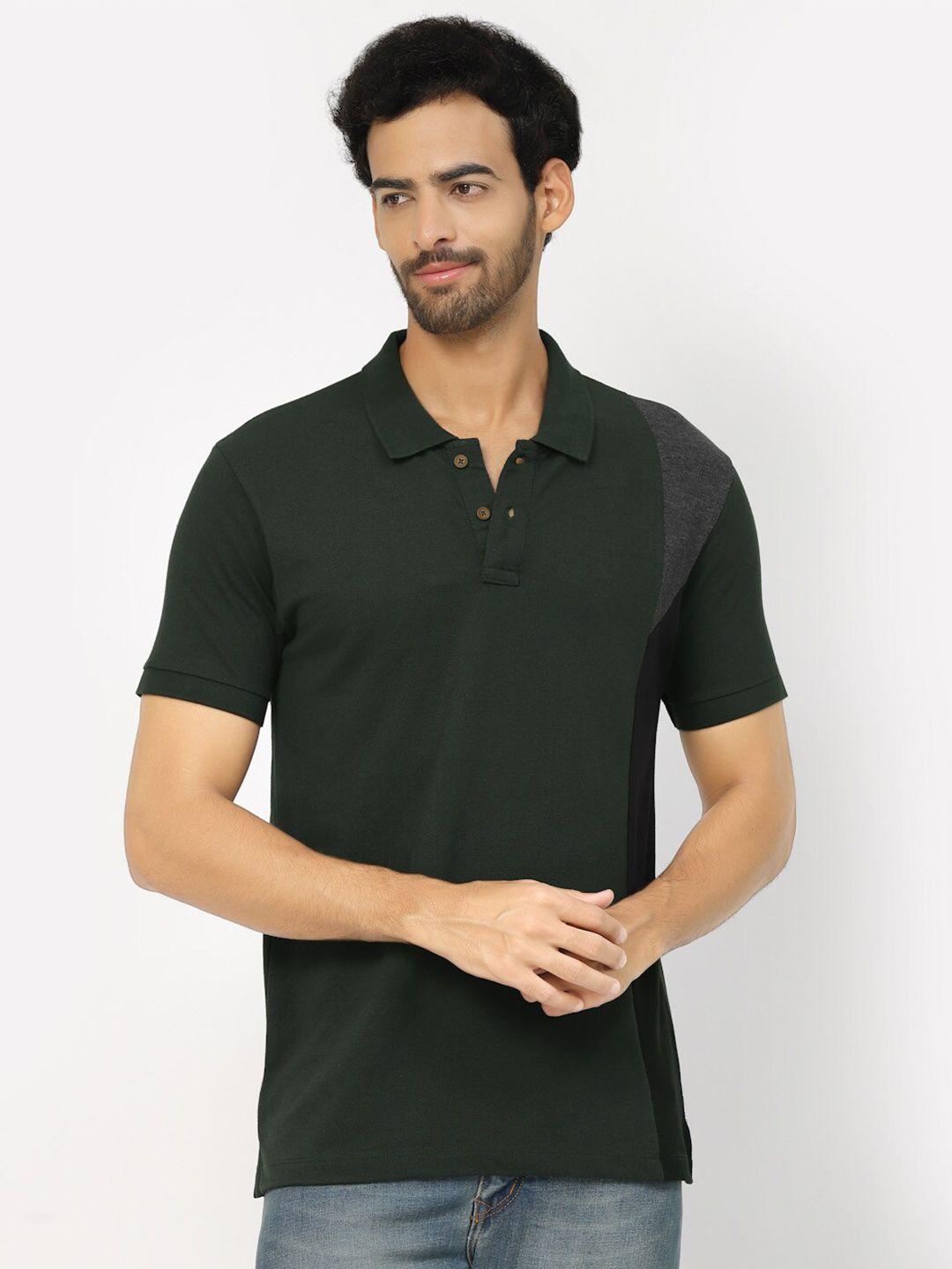 kalt men green polo collar pockets short sleeves cotton t-shirt