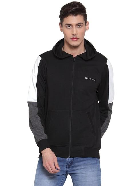 kalt black full sleeves hooded sweatshirt