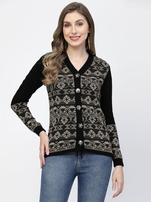 kalt black printed cardigan