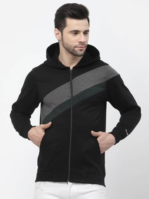kalt black regular fit colour-block hooded sweatshirt