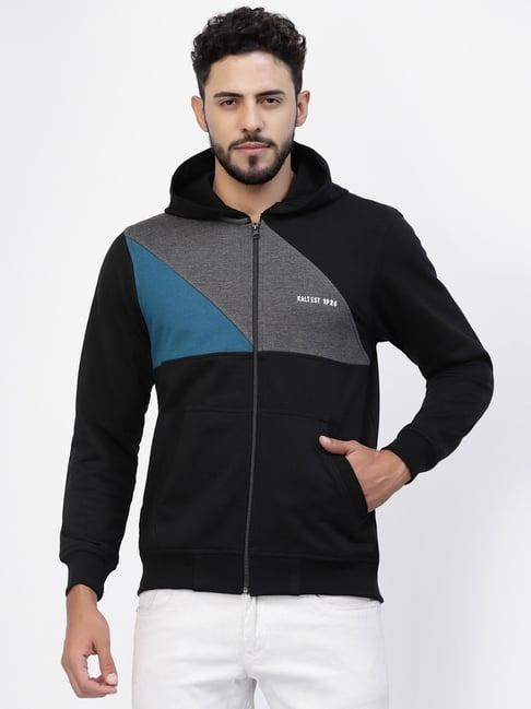 kalt black regular fit hooded sweatshirt