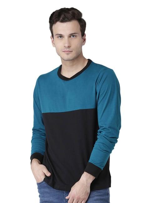 kalt blue & black colour-block t-shirt