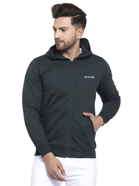 kalt bottle green regular fit hooded sweatshirt