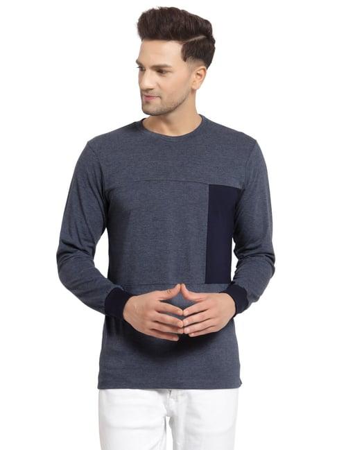 kalt dark blue regular fit colour block sweatshirt