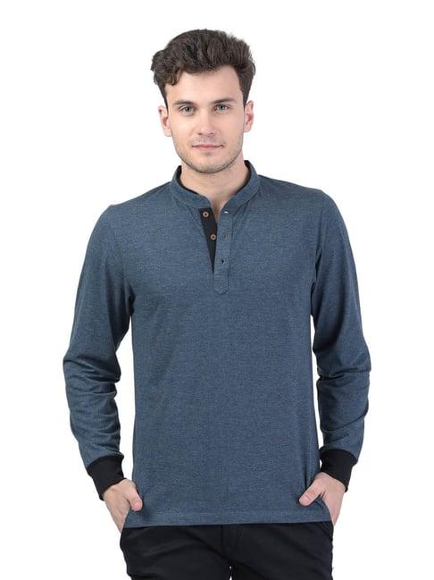 kalt dark blue texture t-shirt