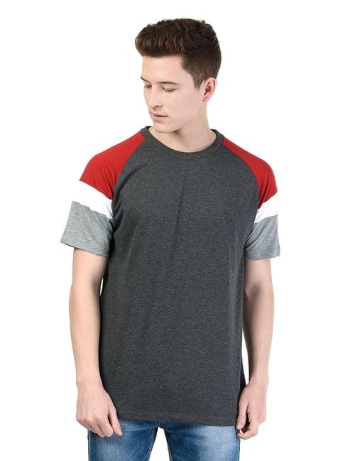 kalt dark grey & red crew t-shirt