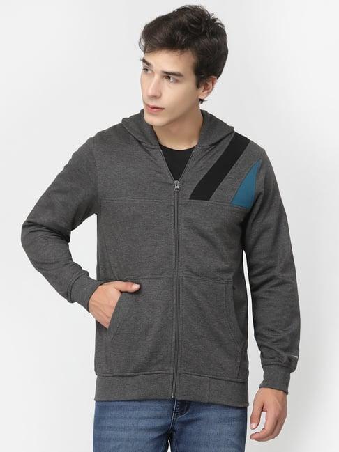 kalt dark grey regular fit hooded sweatshirt