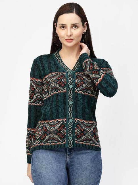 kalt green printed cardigan