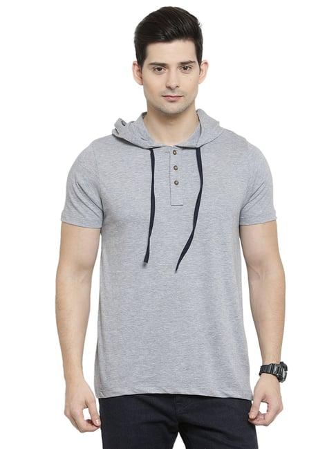 kalt grey melange hooded t-shirt