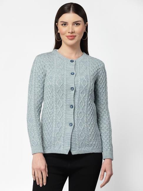 kalt light blue self design sweater