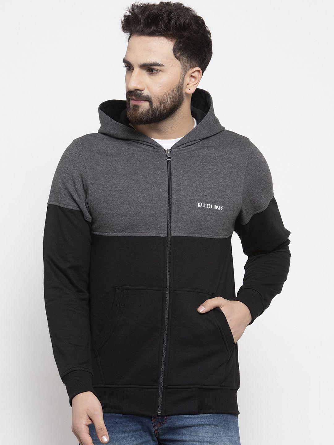 kalt men black colourblocked sporty jacket