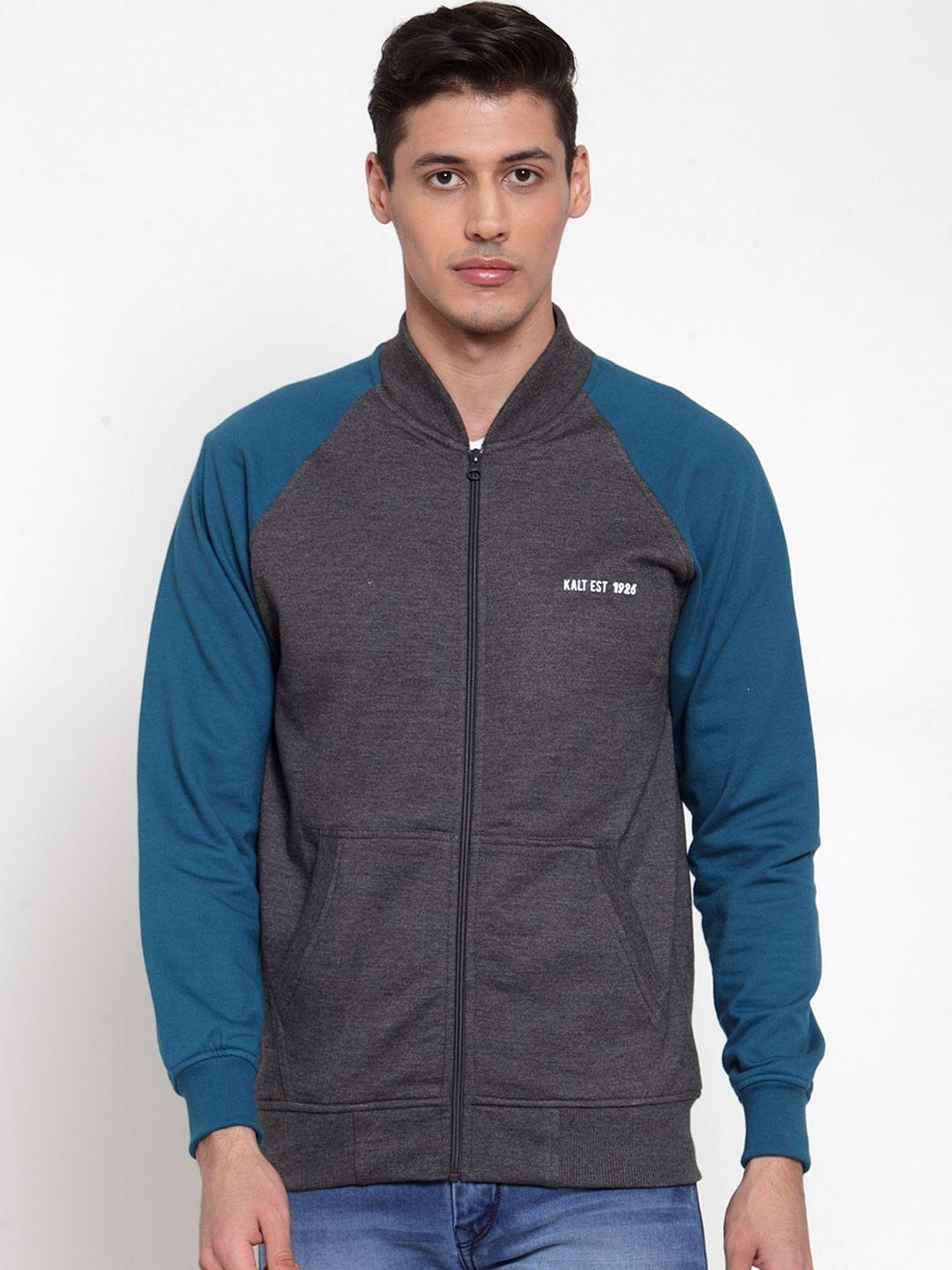 kalt men grey colourblocked sporty jacket