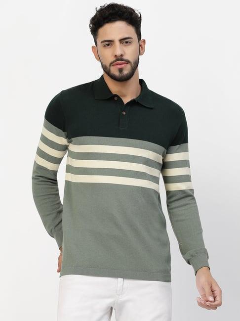 kalt multicolor regular fit striped polo t-shirt