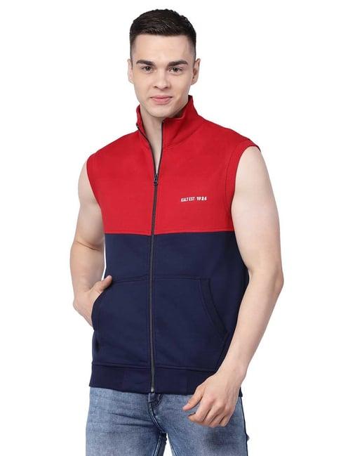 kalt navy & red regular fit jacket