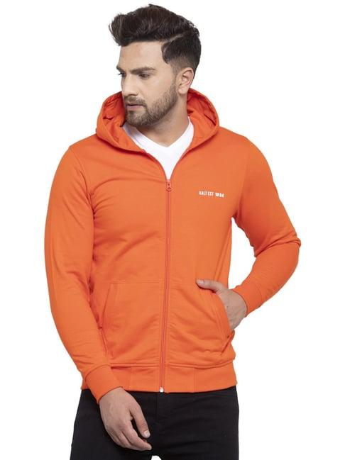 kalt orange regular fit hooded sweatshirt