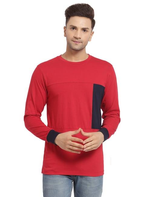 kalt red regular fit colour block sweatshirt