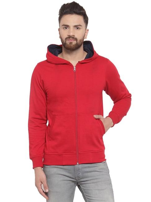 kalt red regular fit hooded sweatshirt