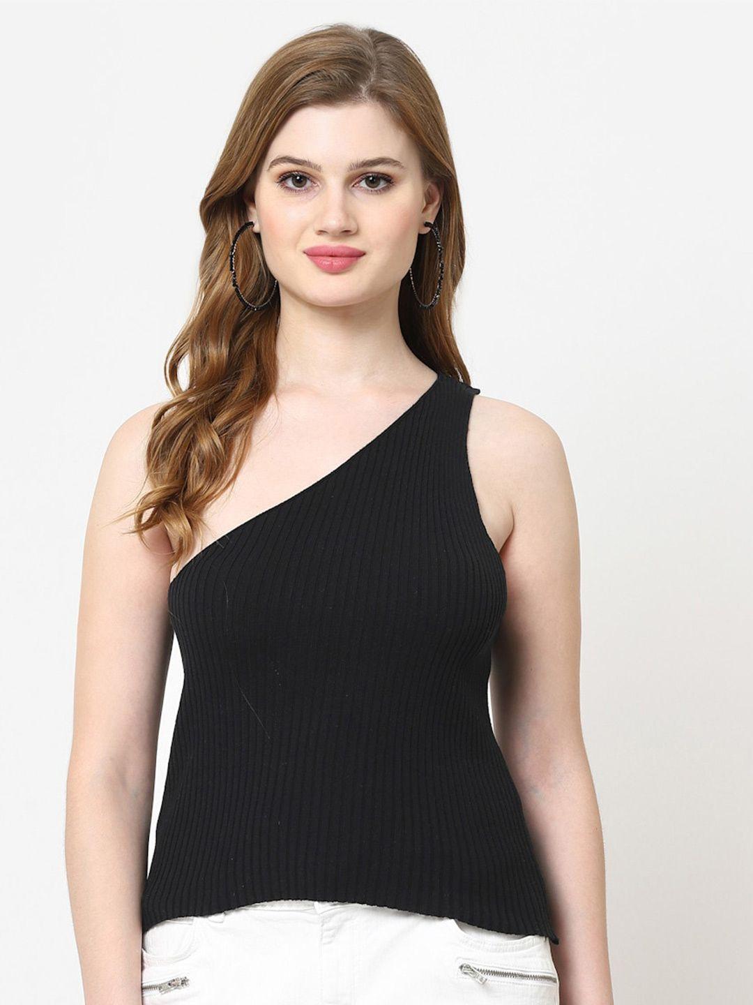 kalt ribbed one shoulder cotton top