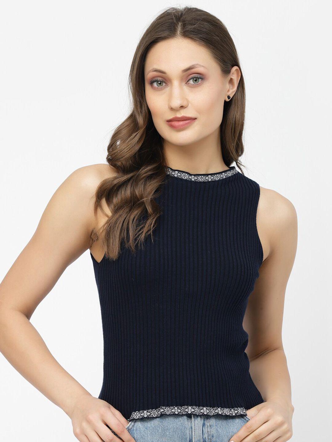 kalt round neck sleeveless fitted top