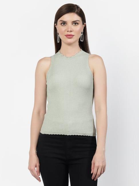 kalt sage green cotton regular fit top