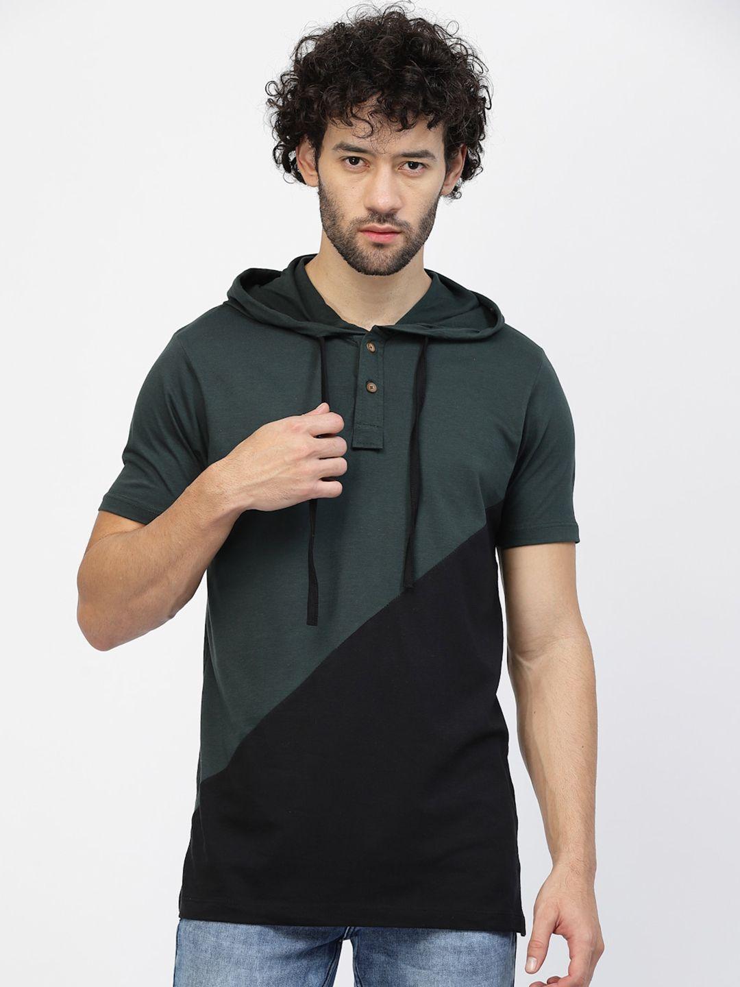 kalt short sleeves colourblocked hooded t-shirt