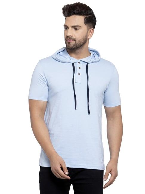 kalt sky blue hooded t-shirt