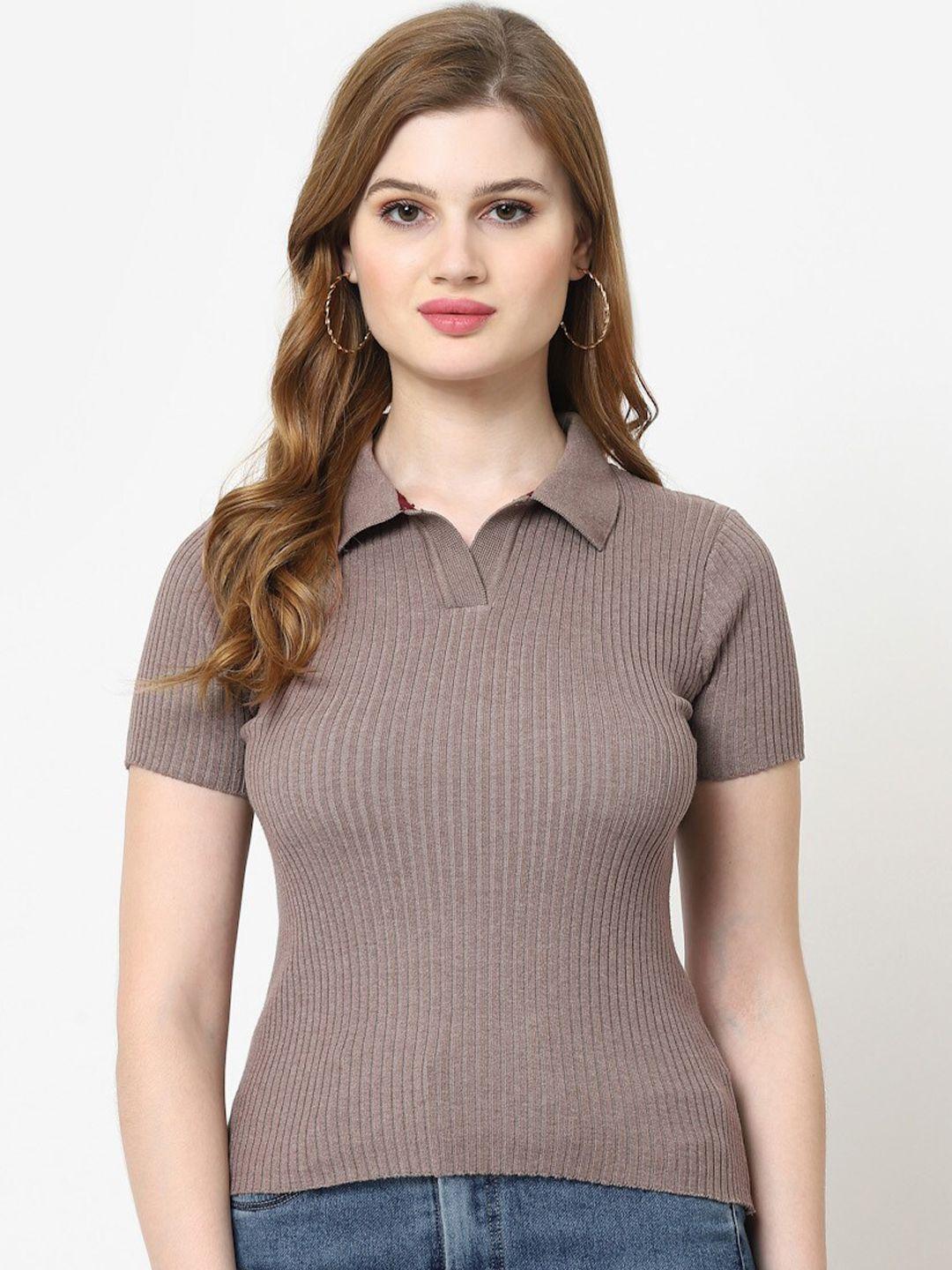 kalt striped shirt collar cotton top