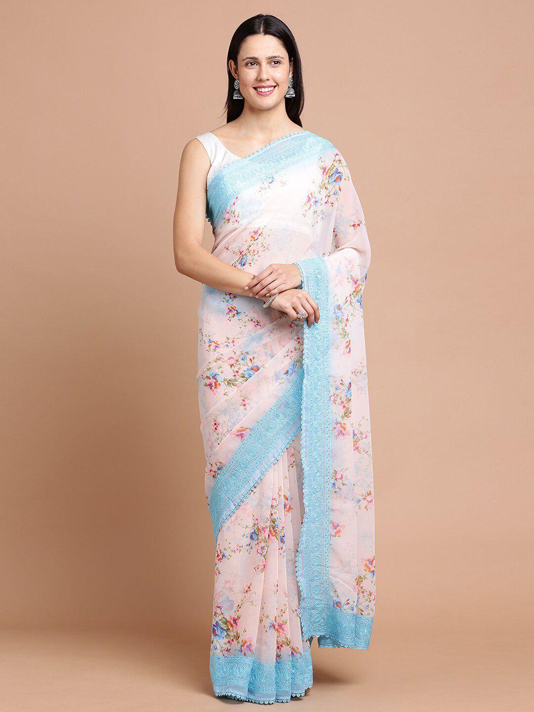 kalyan silks floral printed embroidered silk cotton saree