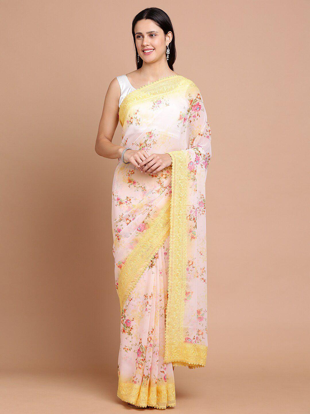 kalyan silks floral printed embroidered silk cotton saree