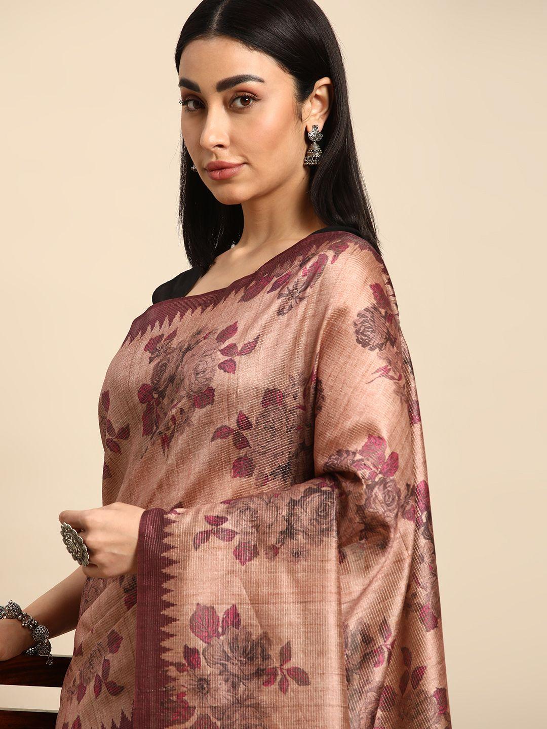 kalyan silks floral woven design pure silk tussar saree