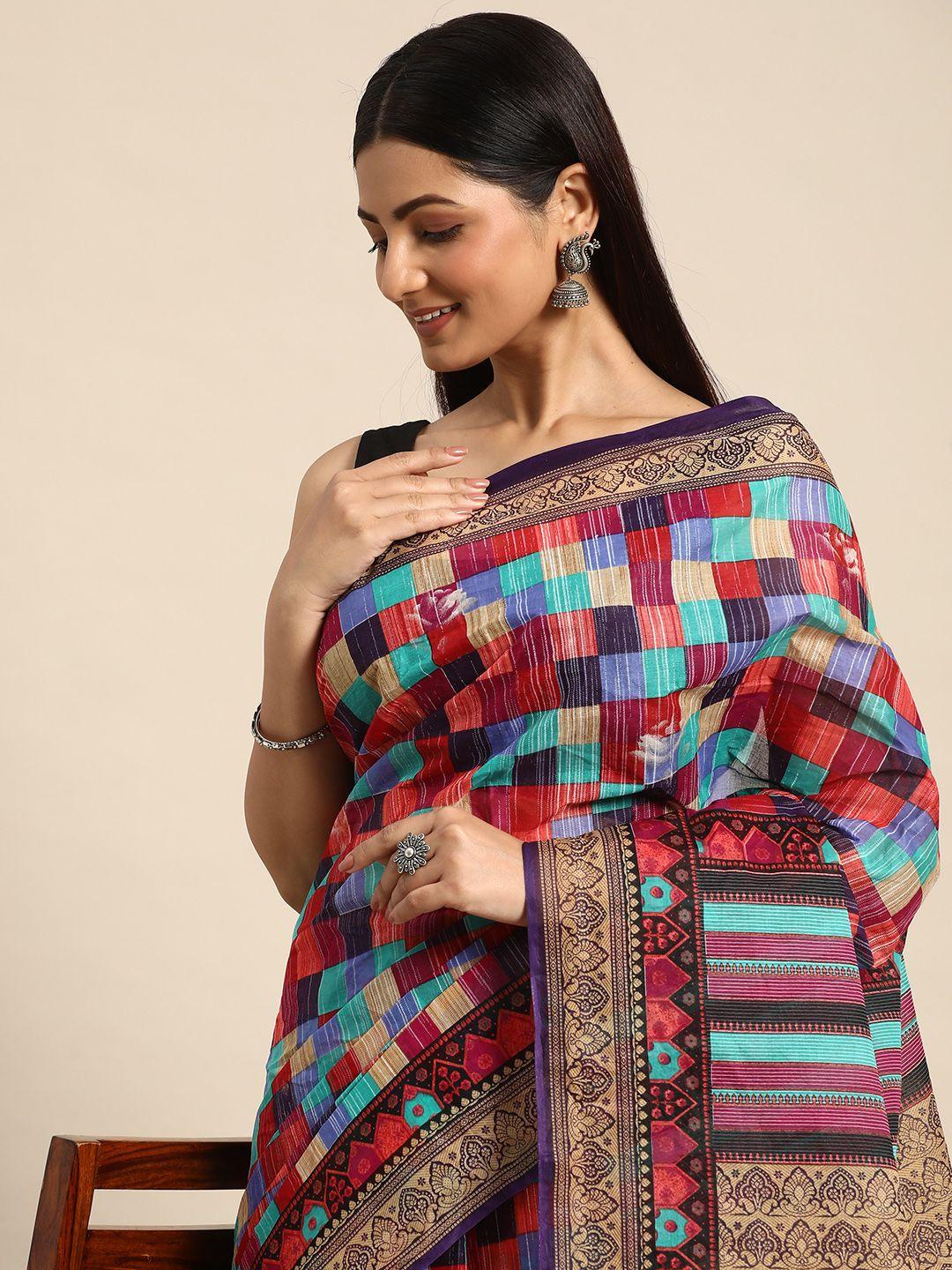 kalyan silks checked pure cotton patola saree