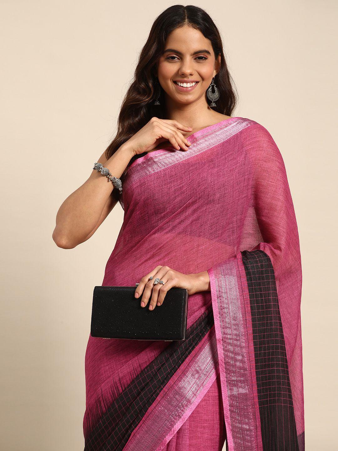 kalyan silks checked pure linen chanderi saree