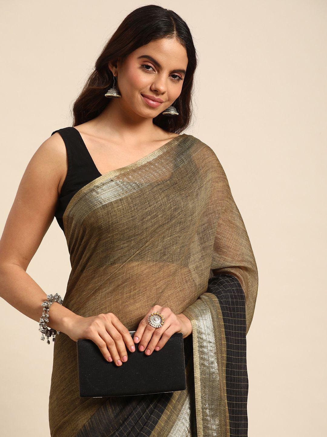 kalyan silks checked pure linen chanderi saree