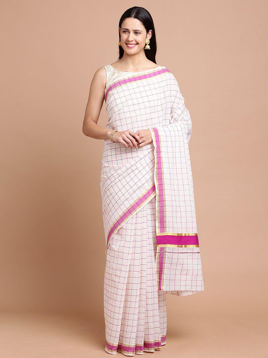 kalyan silks checked silk cotton saree