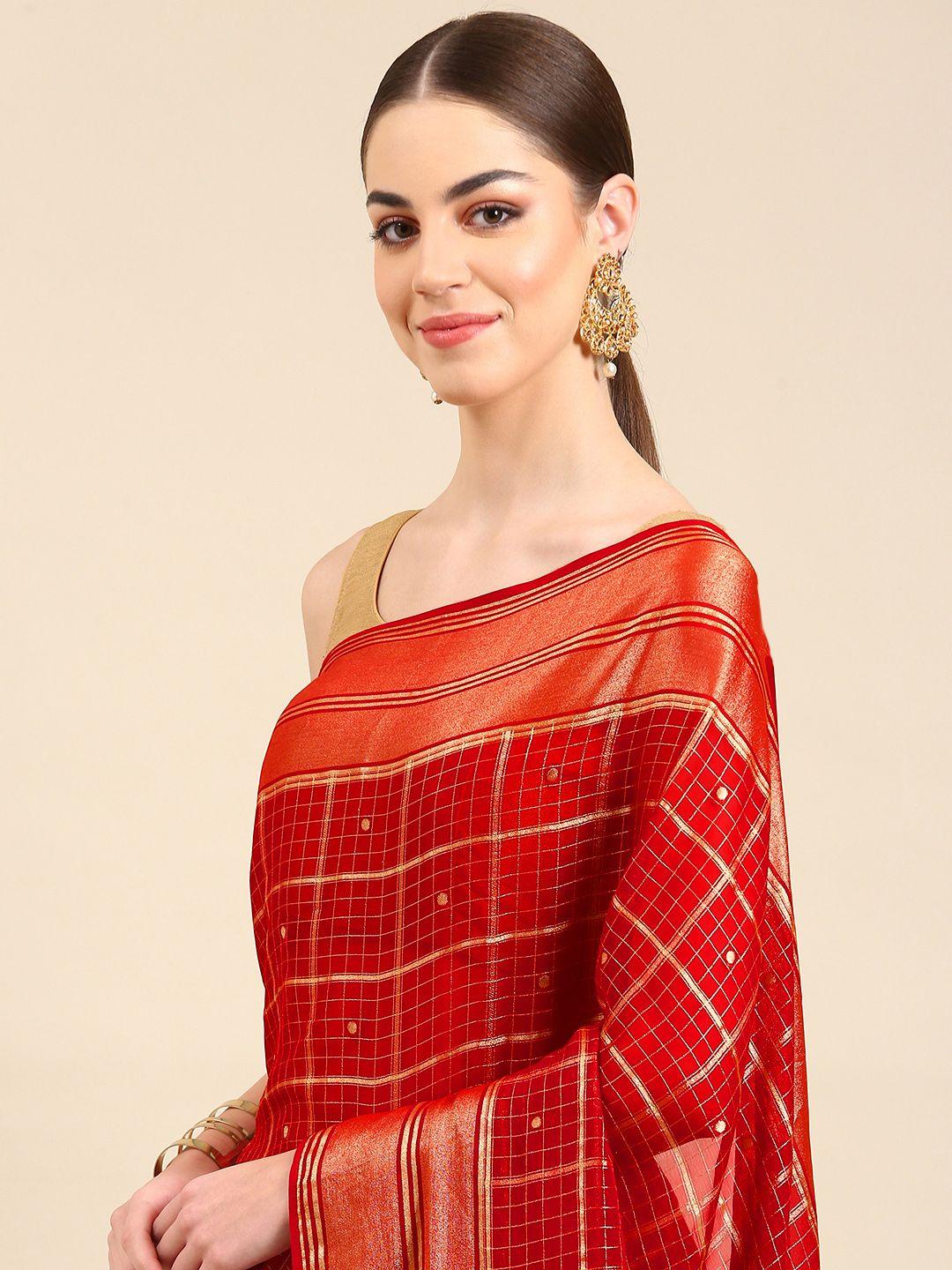 kalyan silks checked zari pure georgette saree