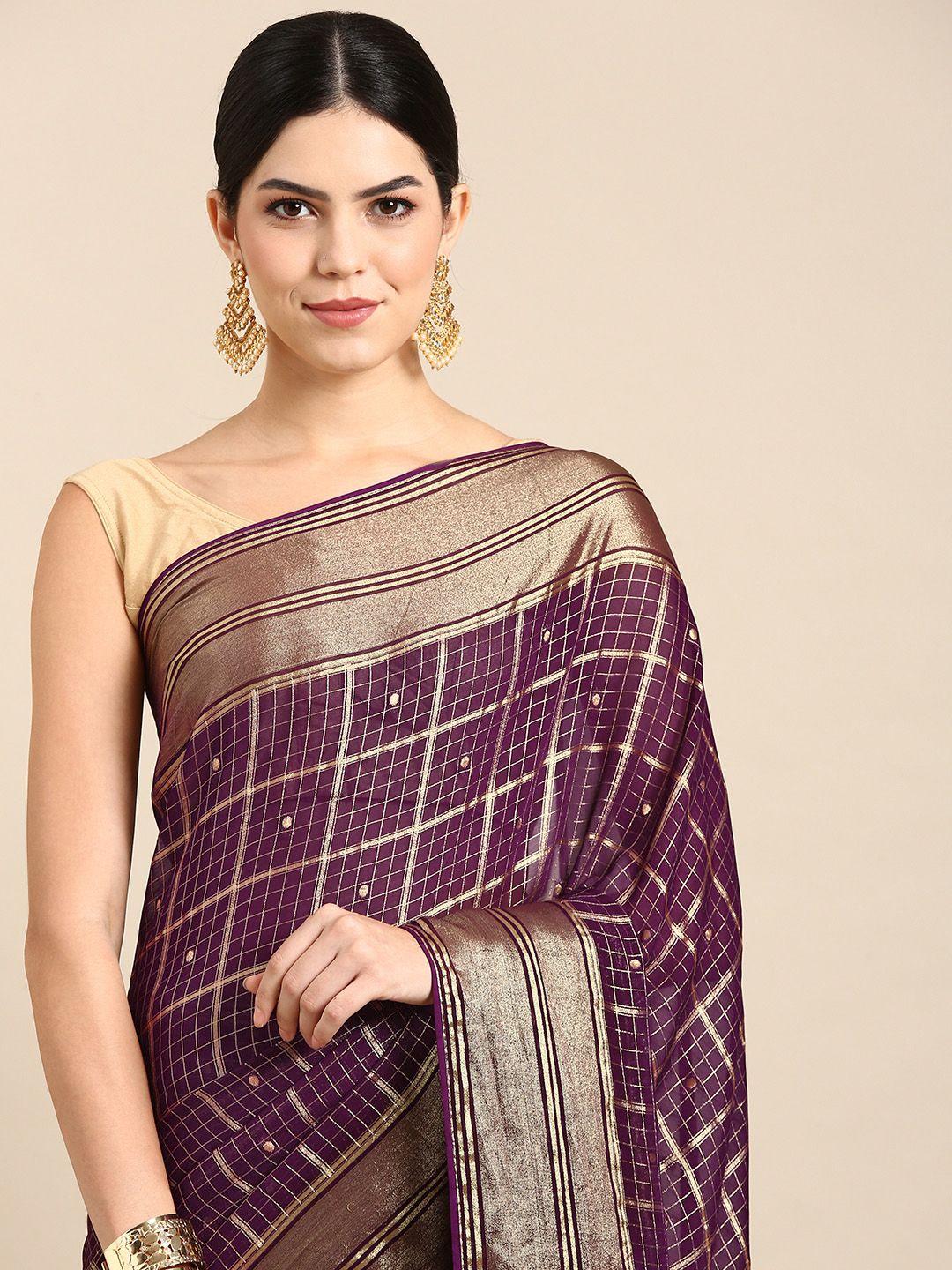 kalyan silks checked zari pure georgette saree