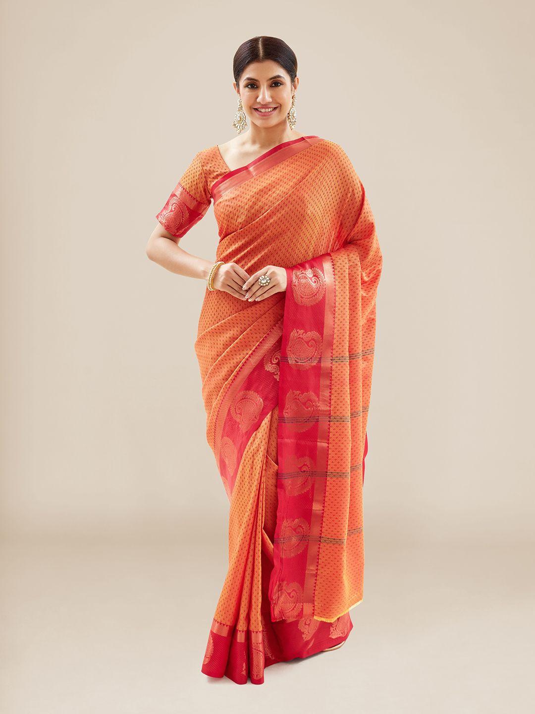 kalyan silks ethnic motif silk blend mysore silk zari saree